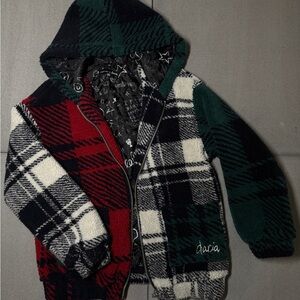 DOLLSKILL Plaid Hooded Jacket in Red, Green, and Black